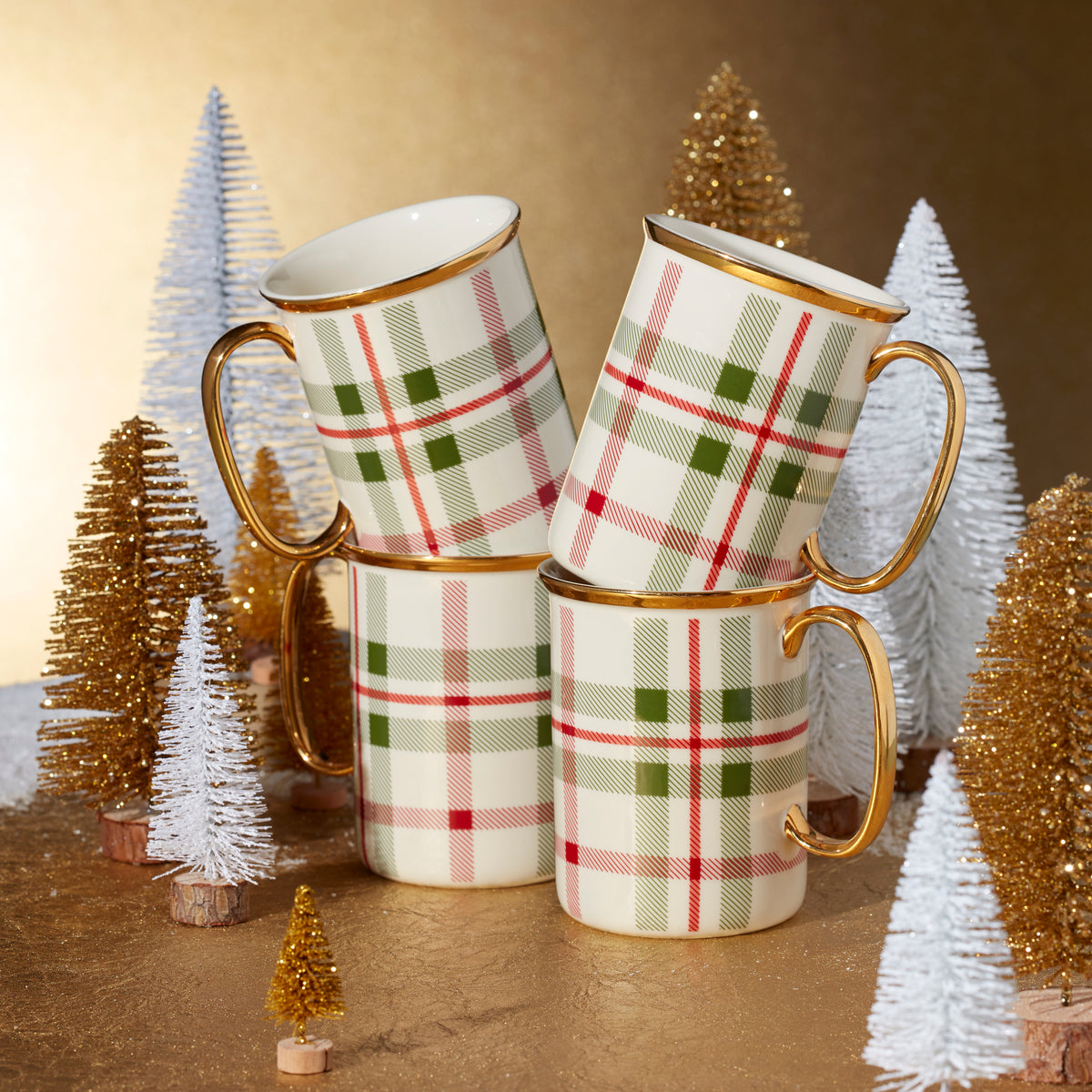 Holiday Plaid Mugs, Corporation of – Set Lenox 4