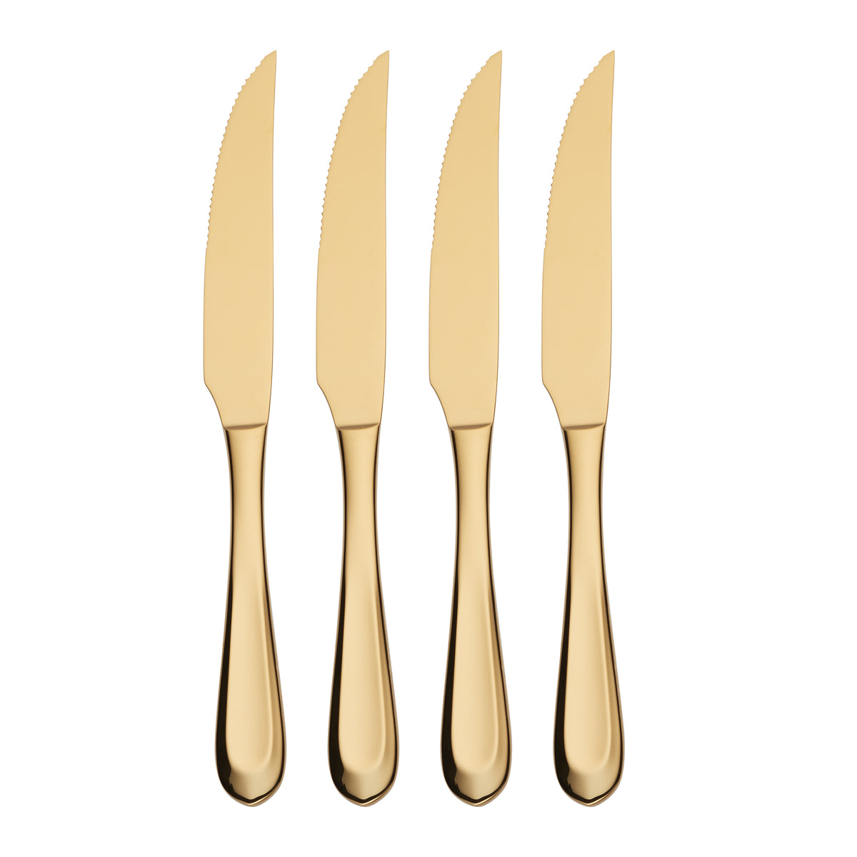 Shiny Champagne Gold Steak Knives, 4-Piece Table Knives Heavy-Duty  Stainless Steel Flatware Set