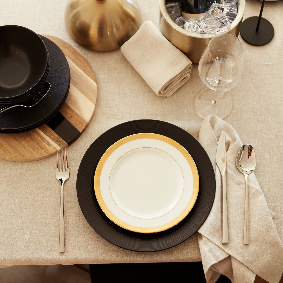 LX Collective Black 12-Piece Dinnerware Set