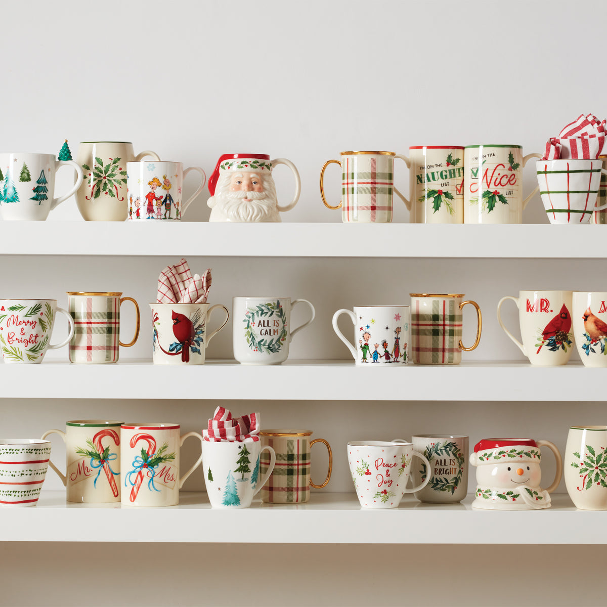 Naughty & Nice Personalized Christmas Coffee Mugs Set