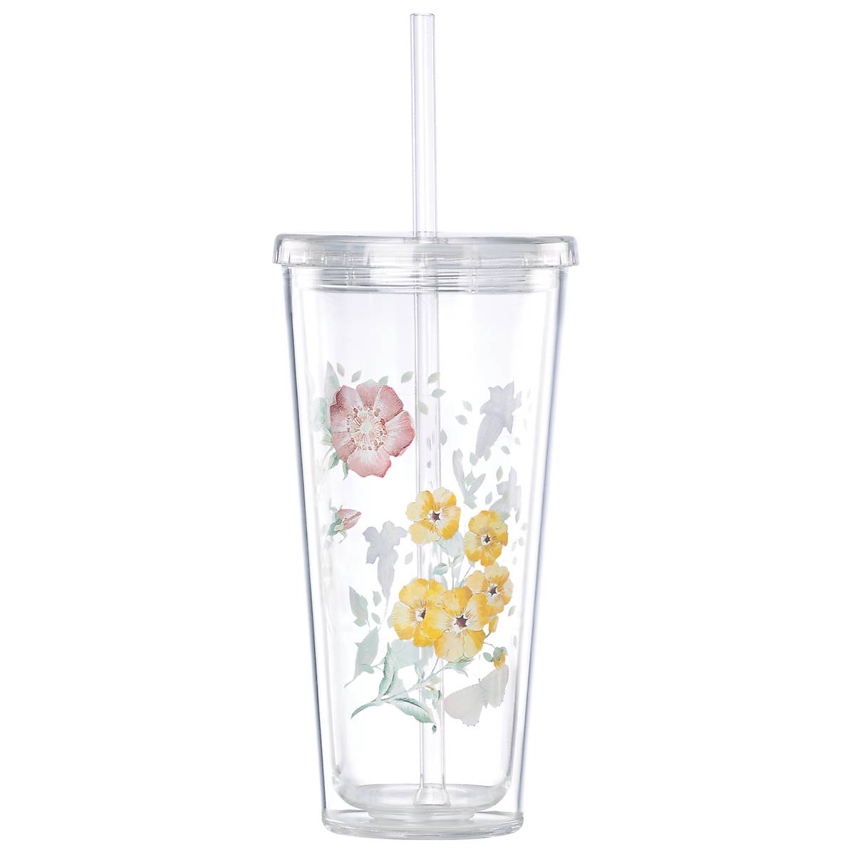 Reusable Clear Glass Straws, Butterfly Drink Straws, 5 Straws With