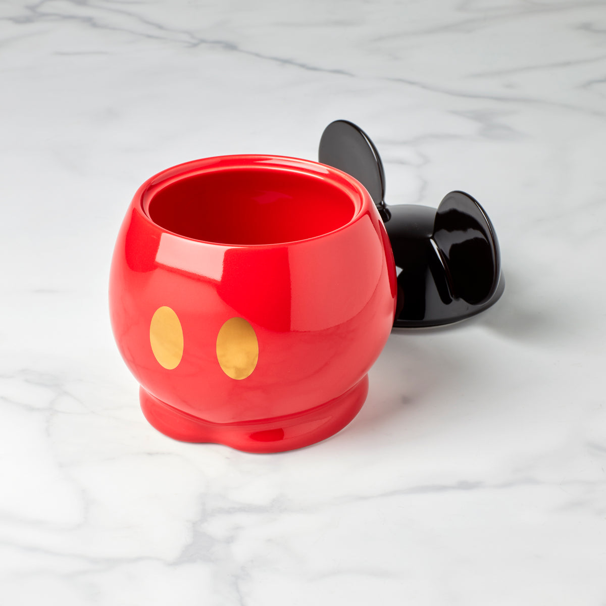Disney Mickey Mouse Ceramic Dog & Cat Treat Jar, Red, 3.5 Cup