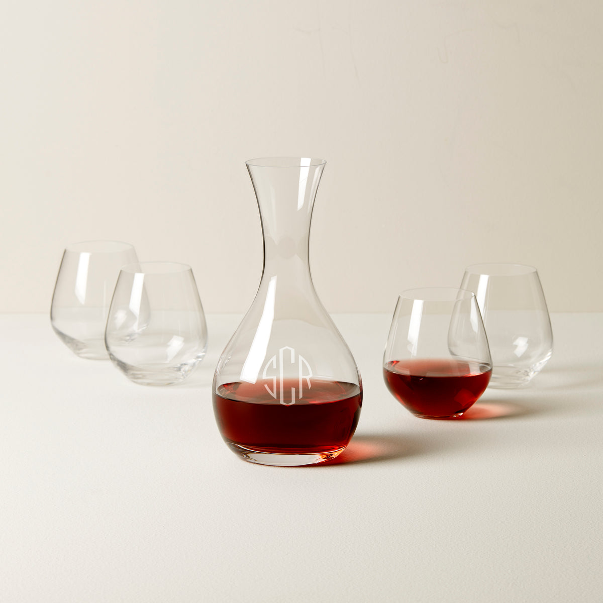 Personalized Lenox Tuscany Classic Decanter & Stemmed Wine Glasses Bar –  Happily Ever Etched