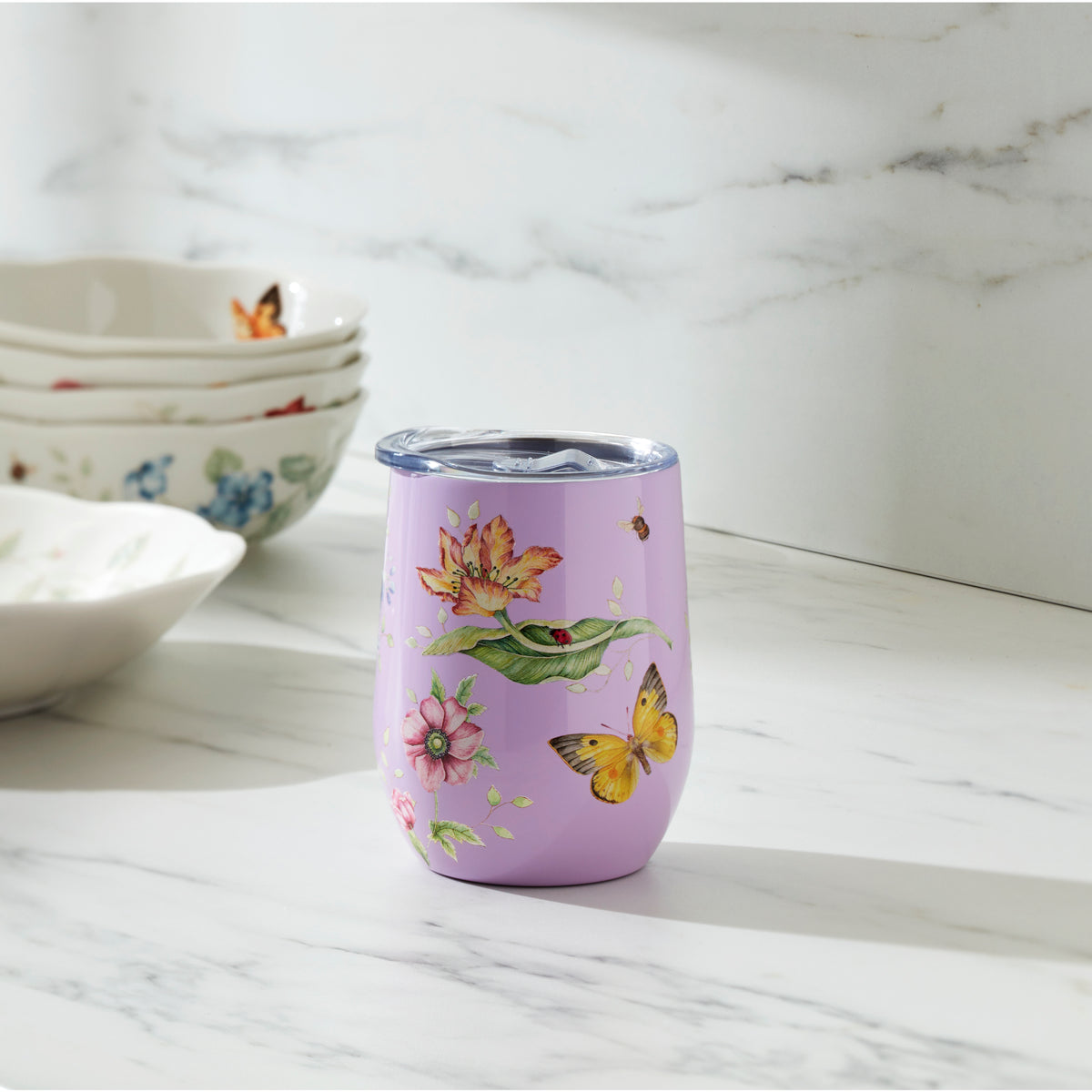 Butterfly Meadow Lavender Stainless Steel Tumbler – Lenox Corporation