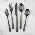 Cecil Black Satin 20-Piece Flatware Set