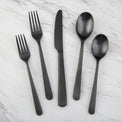 Cecil Hammered Black Satin 20-Piece Flatware Set