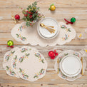 French Perle Holly Embroidered Placemats, Set of 4