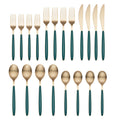 Kiernan Forest Green Champagne 20-Piece Flatware Set