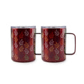 16 Oz Burgundy Leaves Coffee Mugs, Set of 2