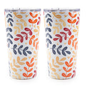 20 Oz White Floral Highballs, Set of 2