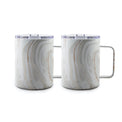 16 Oz White Geode Insulated Coffee Mug , Set Of 2