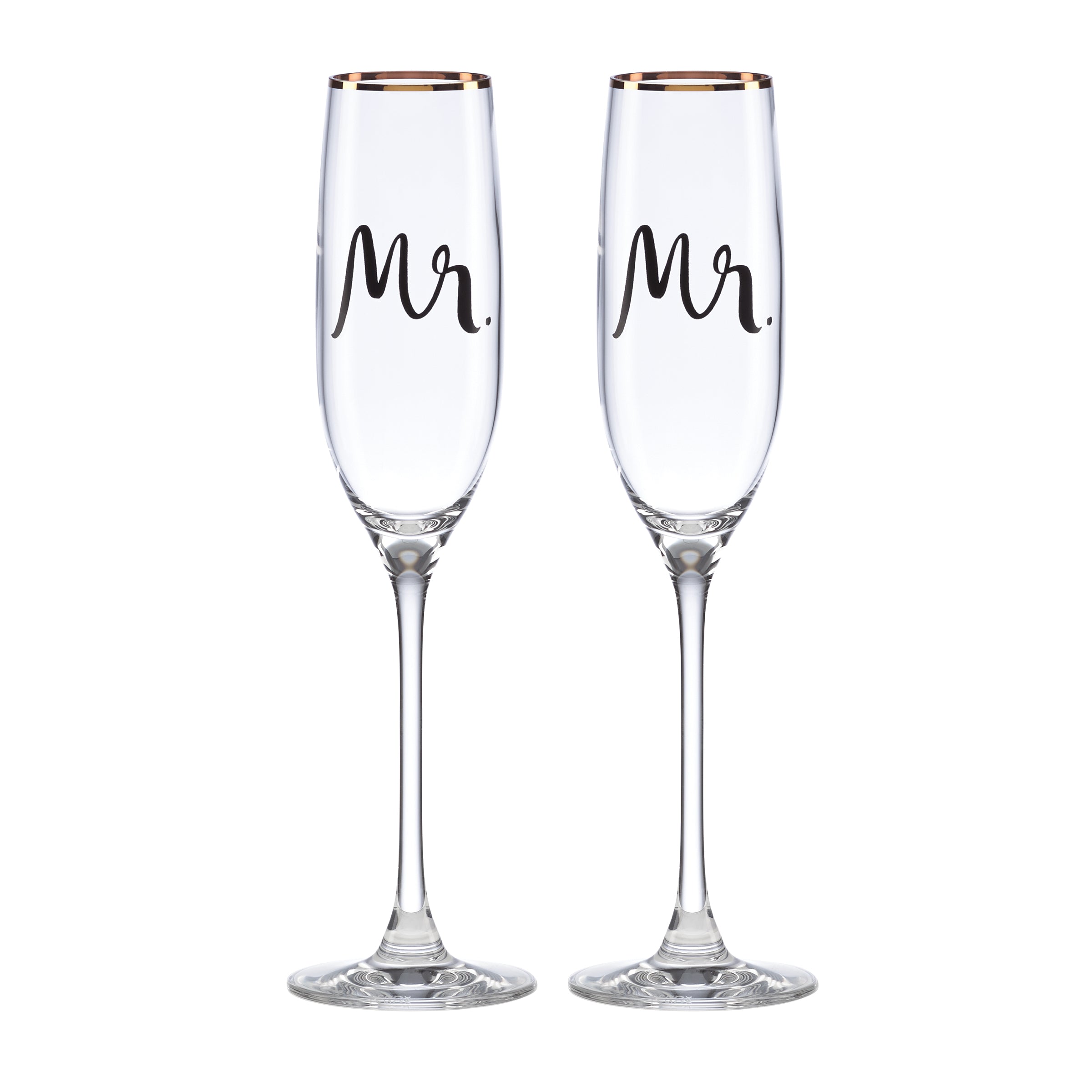 Wedding Party Mr. & Mr. 2-Piece Champagne Flute Set