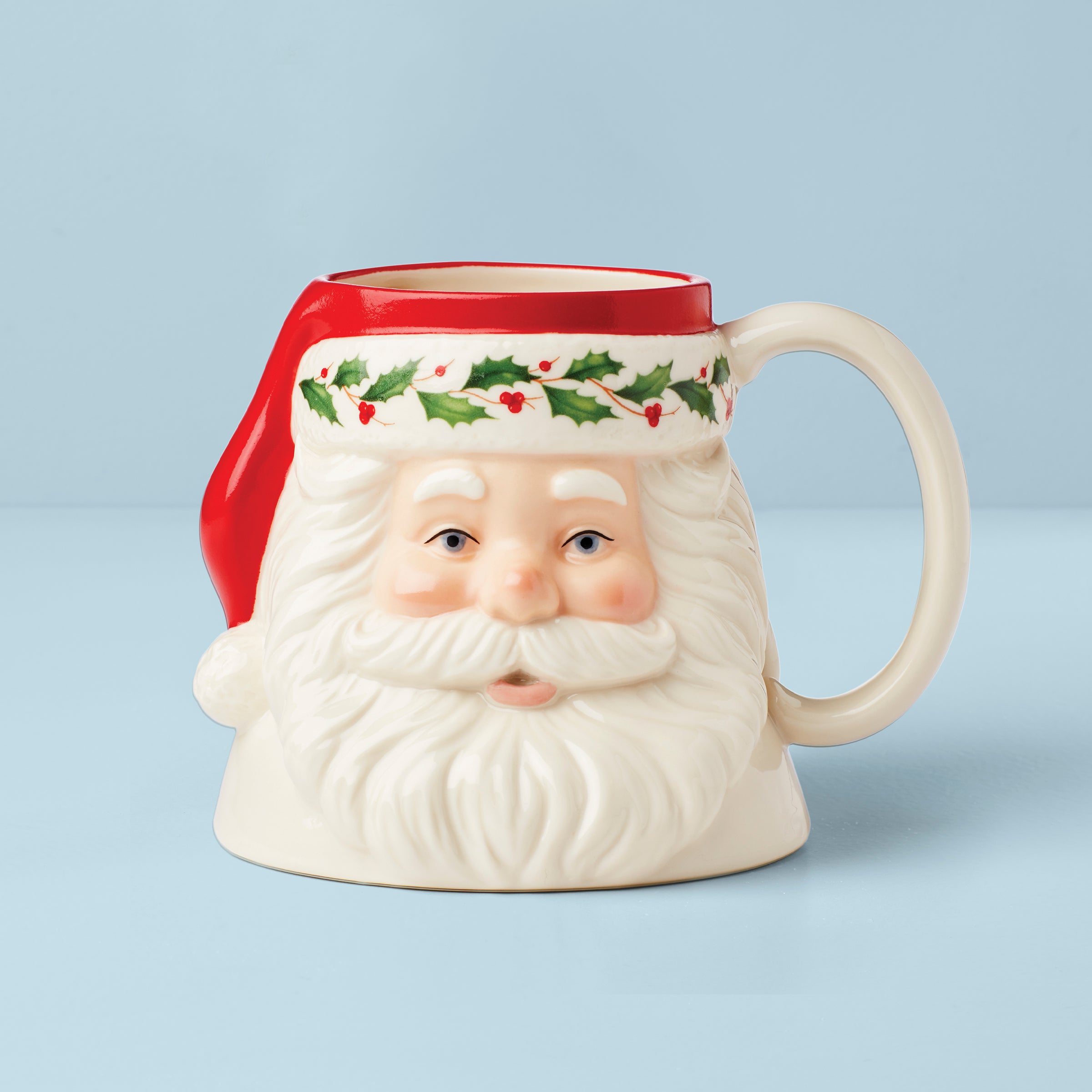 Christmas Mugs Couples Ceramic Santa Claus Figurines with Lid and