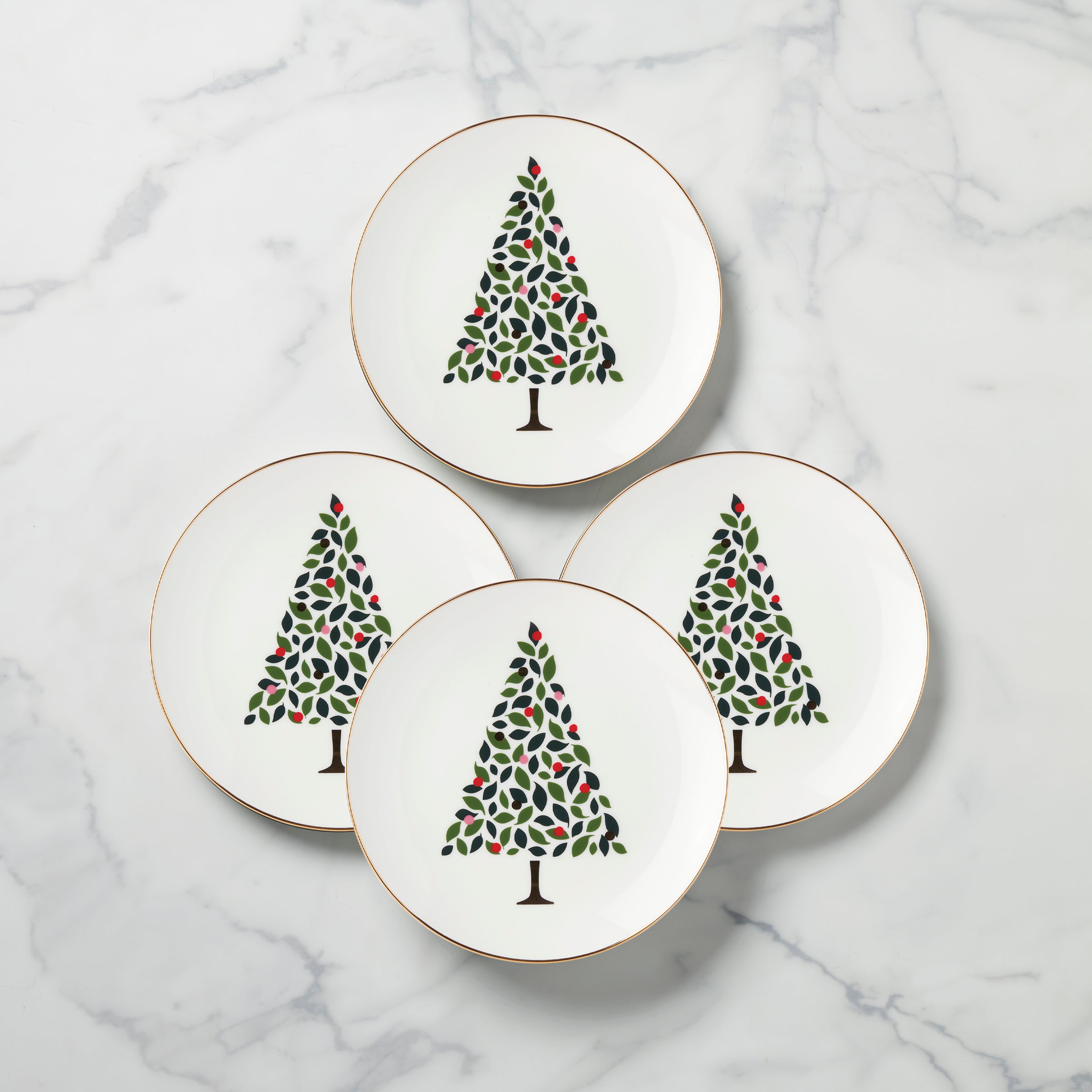 Kate Spade New York Evergreen Accent Plates Set of 4 Ivory