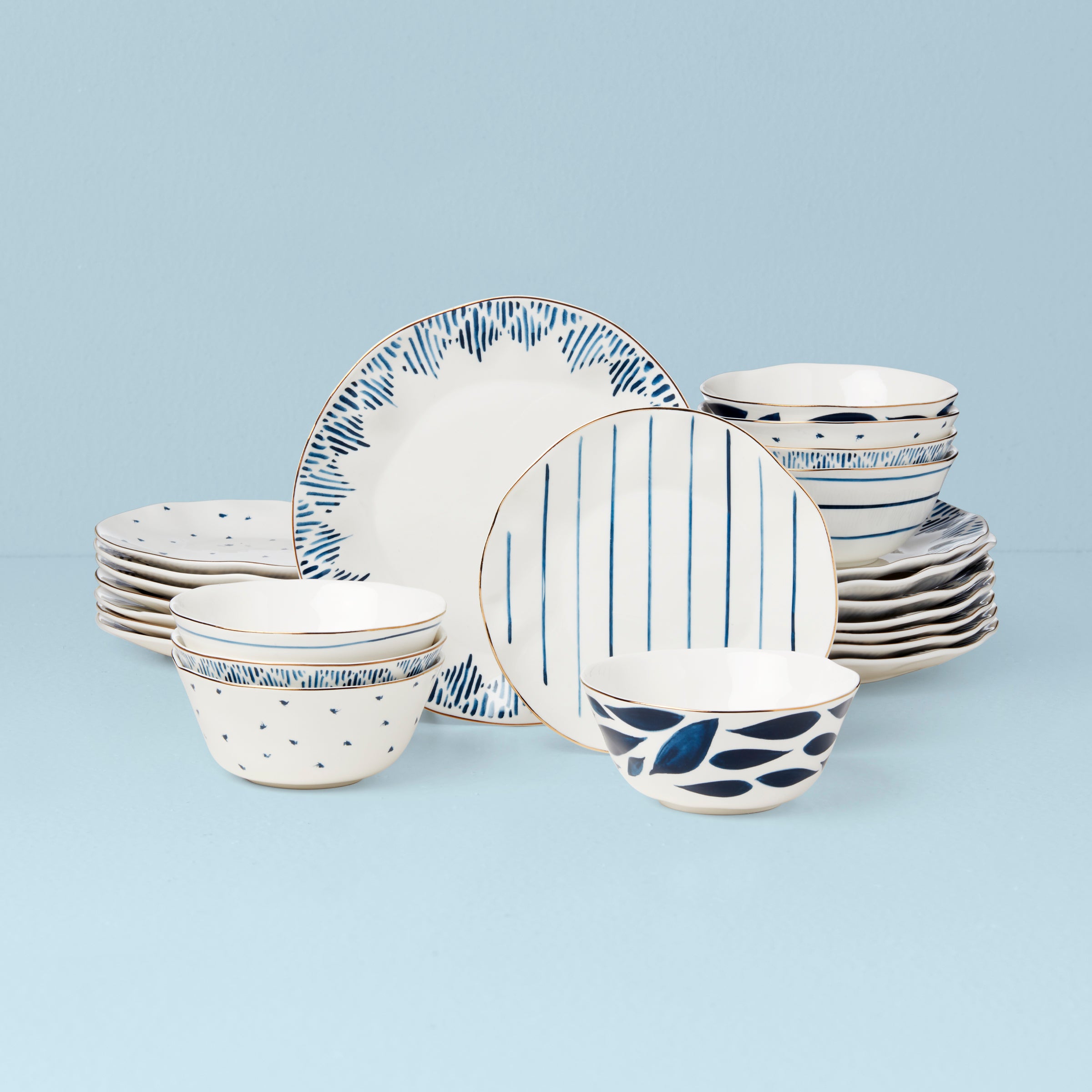 Blue Bay 24-Piece Dinnerware Set, Service for 8