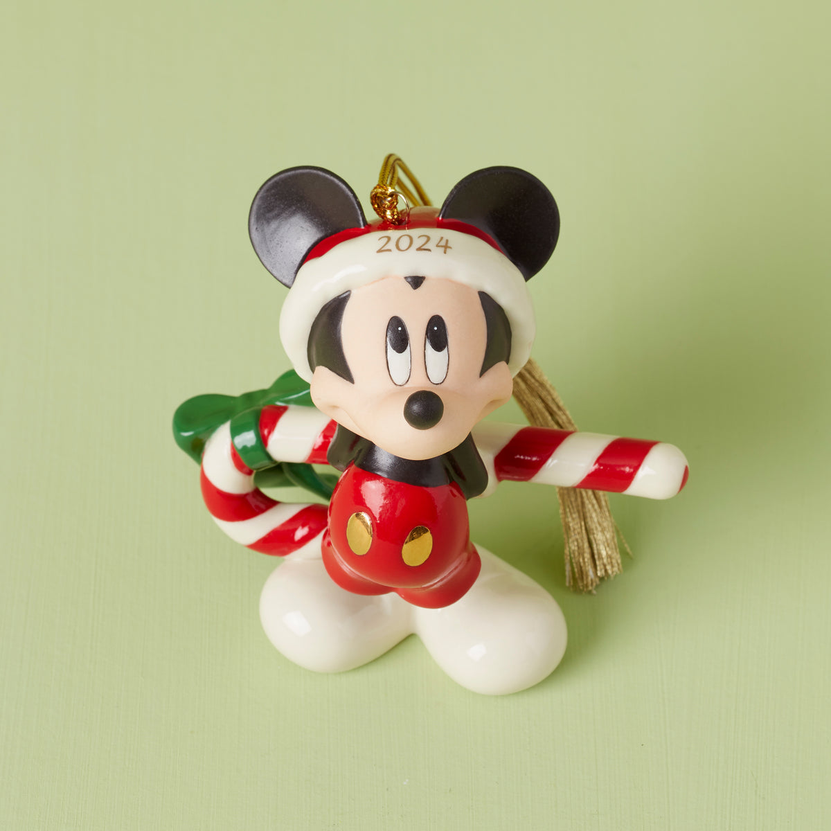 2024 Mickey Mouse With Candy Cane Ornament Lenox Corporation