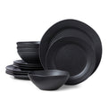 Ridge Black 12 Piece Dinnerware Set