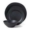 Ridge Black 12 Piece Dinnerware Set