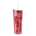 24 Oz Insulated Tumbler with Straw, Pink Stripe