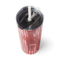 24 Oz Insulated Tumbler with Straw, Pink Stripe