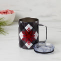 16 Oz Insulated Black Plaid Coffee Mug