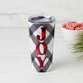 20 Oz Black Plaid "Joy" Insulated Highball Tumbler