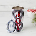 20 Oz Black Plaid "Joy" Insulated Highball Tumbler