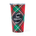 20 Oz Insulated "Be Merry" Plaid Highball Tumbler