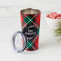 20 Oz Insulated "Be Merry" Plaid Highball Tumbler