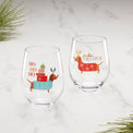 Feeling Festive Dog Stemless Wine Glasses, Set Of 2