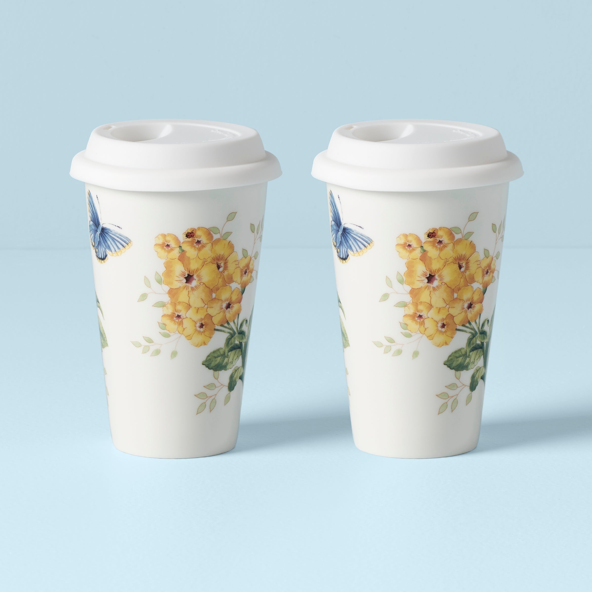 Butterfly Meadow Thermal Travel Mugs, Set of 2