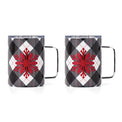 16 Oz Insulated Black Plaid Coffee Mugs, Set Of 2