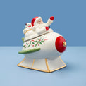 Holiday Figural Santa's Rocket Covered Candy Dish