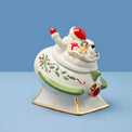 Holiday Figural Santa's Rocket Covered Candy Dish