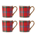 Holiday Red Tartan Mugs, Set of 4