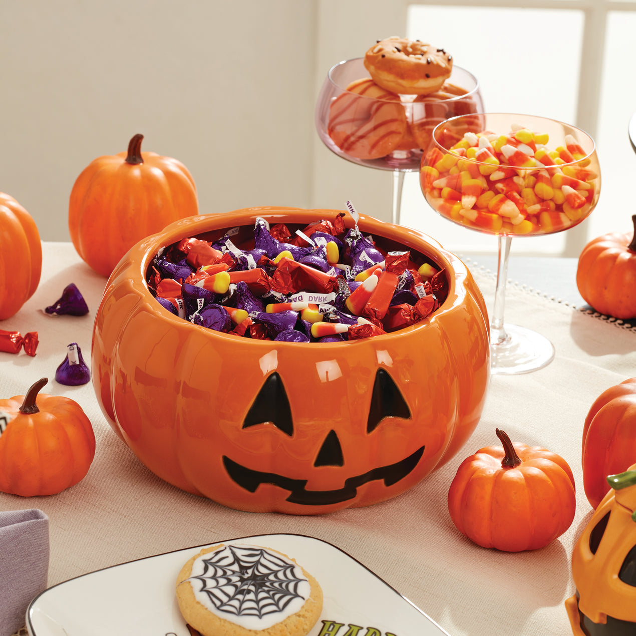 Pumpkin Candy Bowl with on sale 3 Friendly Ghosts