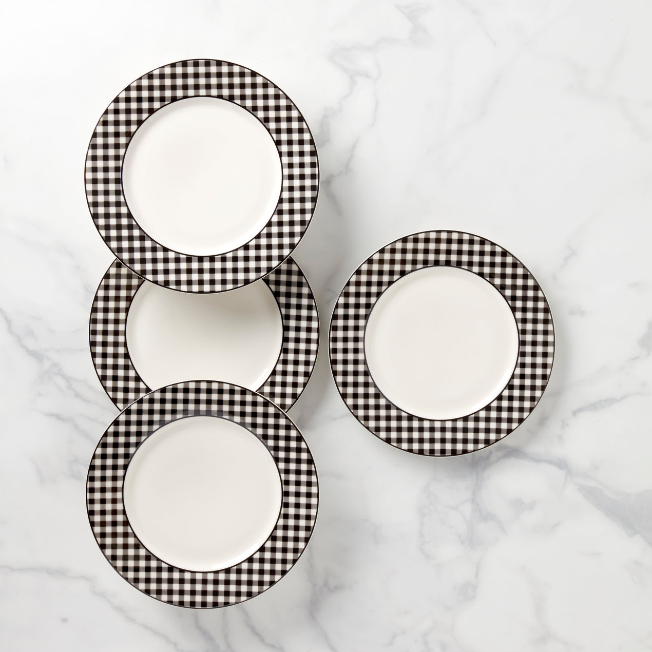 Gingham Black Dinner Plates Set of 4