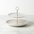 French Perle Scallop White 2-Tier Server