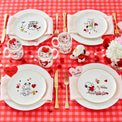 Gingham Dinner Plates, Set of 4, Pink