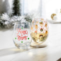 18 Oz "Furry & Bright" Stemless Wine Glasses, Set Of 2