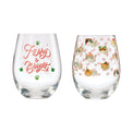 18 Oz "Furry & Bright" Stemless Wine Glasses, Set Of 2