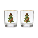 13 Oz Plaid Evergreen Tree DOF Glasses, Set Of 2