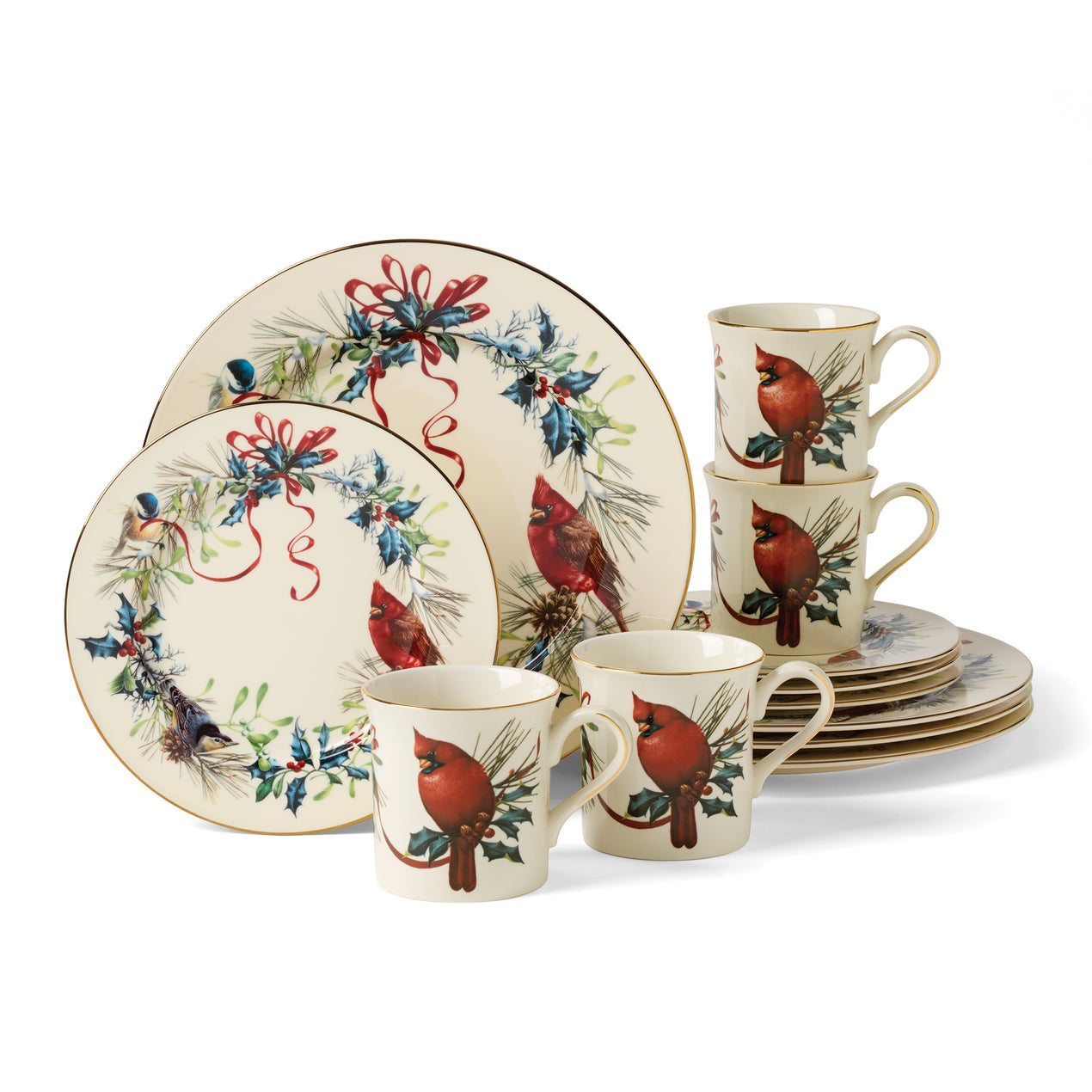 Lenox newest Winter greeting birds 16 piece set