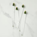 Blown Glass Christmas Tree Swizzle Sticks