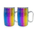 20 Oz Classic Barrel Beer Mugs, Set of 2, Rainbow