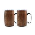 20 Oz Classic Barrel Beer Mugs, Set of 2, Wood