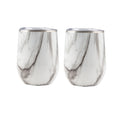 12 Oz Insulated White Marble Wine Tumblers, Set of 2