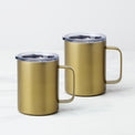 16 Oz Insulated Coffee Mugs, Set of 2, Gold