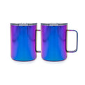 16 Oz Insulated Coffee Mugs, Set of 2, Rainbow UV