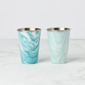 18 Oz Party Cup, Set of 2, Teal Green Swirl